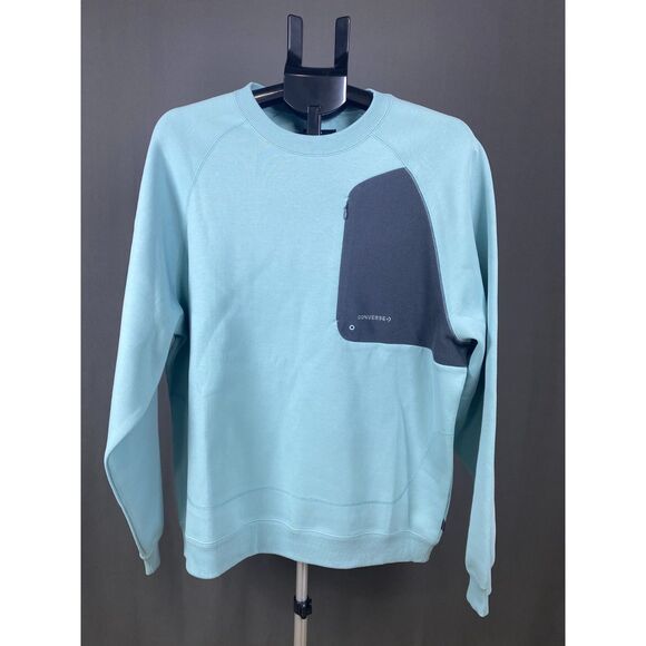 Converse Women’s Crewneck Sweatshirt Aqua Blue w/ Zip Pocket Size M - Picture 2 of 5